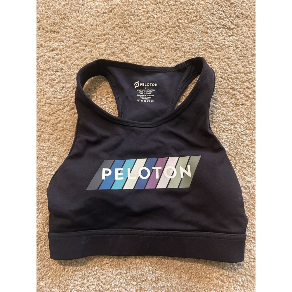 Peloton Pace High Neck Sports Bra Small Black Small Support Workout Gym NWOT